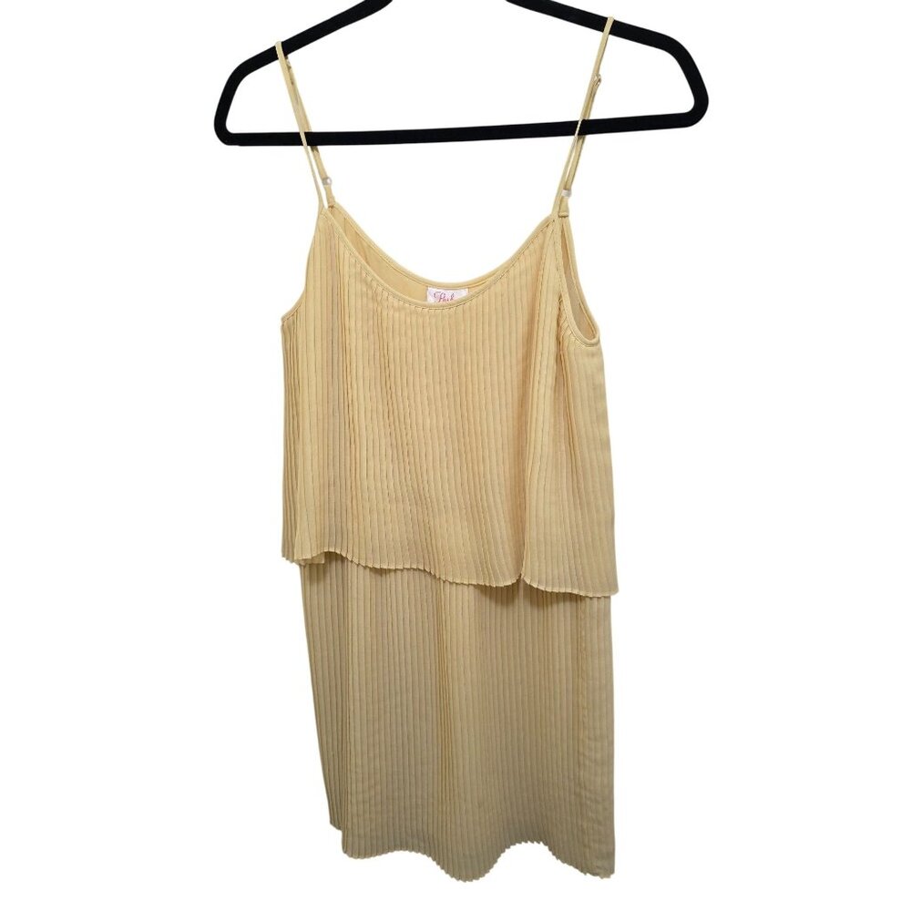 Parker Yellow Pleated Sleeveless Dress Adjustable Straps Parker S